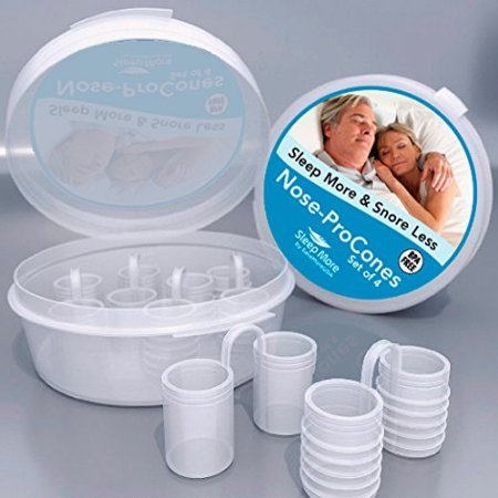 Sleep Relief Sleep Apnea Snoring Stop Snoring Devices and Anti - Snore Solutions by Sleep More - Nose-ProCones A Two SizeSet of 4