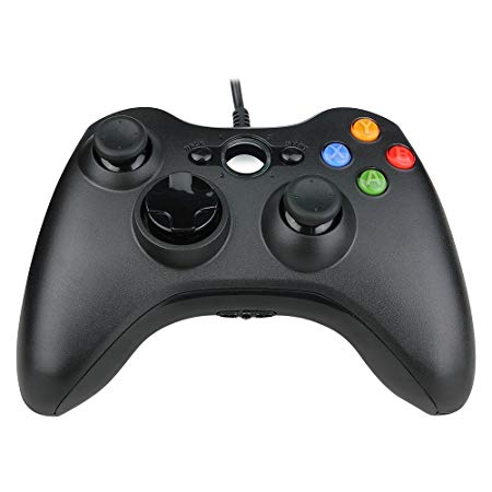 Prous Xbox 360 Wired Controller, XW23 PC Controller USB Gamepad Game Joystick Joypad Compatible for Microsoft 360 Console Windows PC Laptop Computer-Black