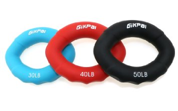 GikPal Hand Gripper Grip Strengthener, Hand Grip Silicone Ring Strength Training Hand Strengtheners, Set of 3
