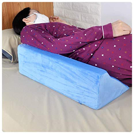 Foam Wedge Pillow Memory Positioning Wedges Medical Body for Back Sleeping Elevated Pregnancy Positioners Bed Sore Turning Bolster Knee Support Pillow for Elderly, Patients Side Sleeper (Blue)