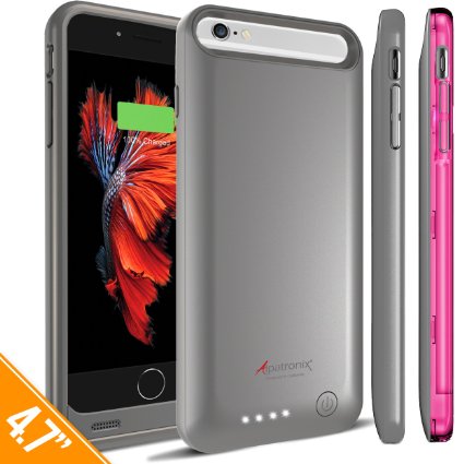 iPhone 6S Battery Case, iPhone 6 Battery Case, Alpatronix® [BX140] MFi Apple Certified 3100mAh External iPhone 6S/6 Battery Case Removable Rechargeable Protective iPhone 6s/6 Charging Case [Ultra Slim Portable iPhone6 Charger Case / Full Support with iOS 9+ & Apple Pay / iPhone6s Extended Battery Case / Lightning Connector Output / No Signal Reduction / Fits all colors for iPhone6S for Juice Bank & Power Pack] 100% Satisfaction Guaranteed! - (Space Gray with 1 Extra Pink Bumper)