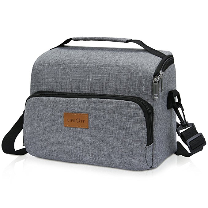 Lifewit Insulated Lunch Bag Lunch Box with Adjustable Shoulder Strap for Women Men 8L Grey