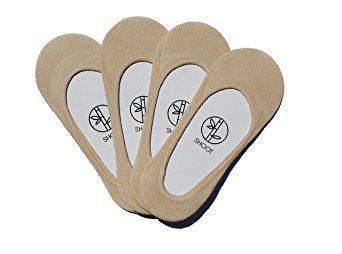 Women's No Show Socks Organic Bamboo Non Slip 4 Pack by Shoot Comfort