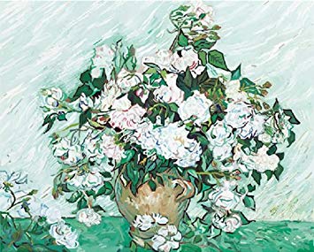 DIY Home Decor Digital Canvas Oil Painting by Number Kits Worldwide Famous Oil Painting White Rose by Van Gogh 1620 inch.