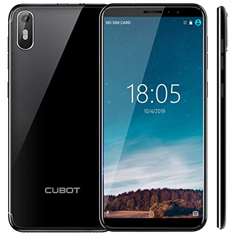 CUBOT J5 Android 9.0 Smartphone Unlocked with 5.5"(18:9) Display-2GB 16GB-Dual SIM-8MP Camera- Face ID-2800mAh Battery-SIM Free Mobile Phone (Black)