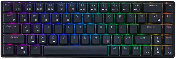 EPOMAKER S68 68 Keys Bluetooth Wireless/Wired Mechanical Keyboard with Backlight, Support 5 Devices, Double Shot ABS Keycaps for Mac/Win/Gaming (Red Switch, Black)