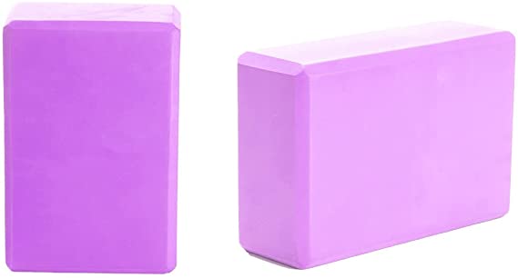 Mind Reader 2YOBRICK-PUR (Set of 2) High Density EVA Foam Blocks Non-Slip Surface for Yoga, Pilates, Meditation, Supports Deepen Poses, Improve Strength and Aid Balance and Flexibility, 2 Pack Purple