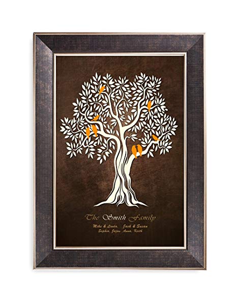 DECORARTS - "Family Tree - Personalized Canvas Prints Artwork, Includes Family Members Names, for Anniversary, Wedding, Birthday or Family Reunion Celebration. Framed Size: 22x16