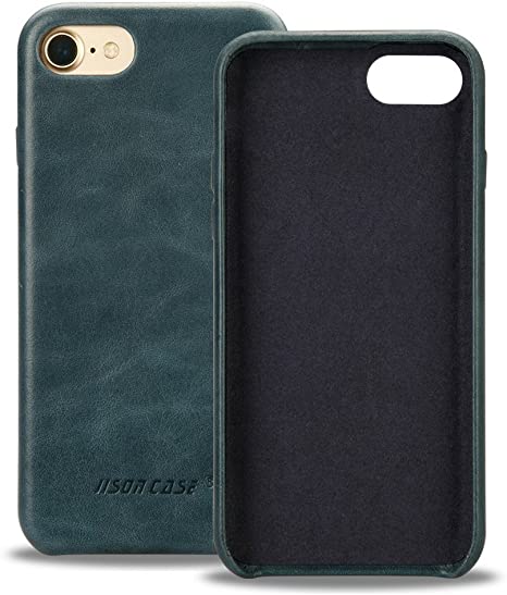 JISONCASE iPhone 7 Case, Leather Back Slim Fit Snug Protective Cover Case for Apple iPhone 7 4.7-inch Midnight Blue [Upgraded Version] JS-IP7-02A40