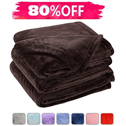 Fleece Bed Blanket Super Soft Warm Fuzzy Velvet Plush Throw Lightweight Cozy Couch Blankets King(104-Inch-by-90-Inch)Coffee