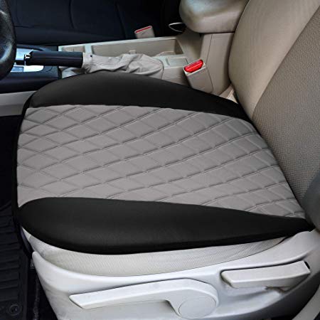 FH Group Gray FB210GRAY102 Faux Leather and NeoSupreme Car Seat Cushion Pad with Front Pocket