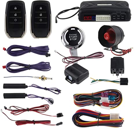 EASYGUARD EC009-T2 PKE Car Alarm System with Proximity Lock Unlock Remote Starter Push Button Start Vibration Alarm keyless Start Universal
