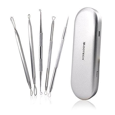 Blackhead Remover Kit Pimple Comedone Extractor Tool 5 PCS Professional Treatment For Blemish Acne Whitehead By Aootech