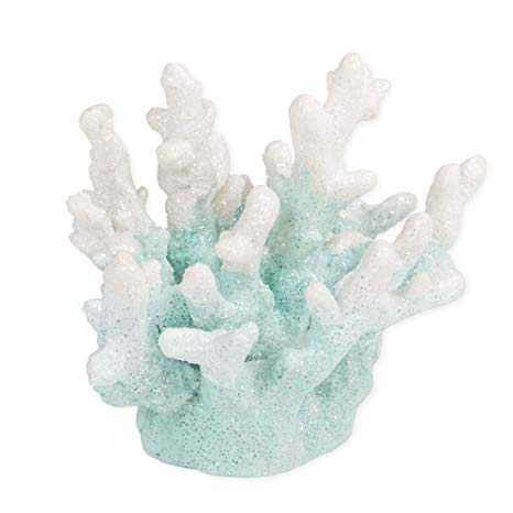 Delton Coral Blue White Ombre 7 x 6 Inch Resin Decorative Aquarium Tank Figurine, Multicolored,