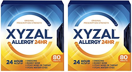 Xyzal Allergy 24HR - 80 Count Tablets Per Box - Pack of 2 Boxes