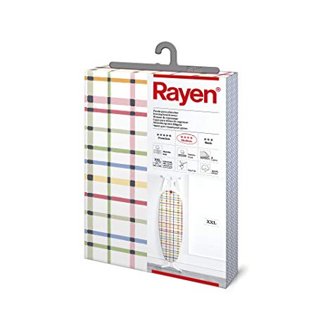 Rayen Ironing Board Cover, 3 layers: Foam, flannelette and 100% cotton fabric, Coloured Stripes, 150 X 55