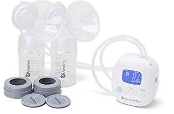 Ameda Mya Portable Closed-system Breast Pump with Locking 24mm Flanges, Wide-neck Storage Bottles, and Rechargeable Battery