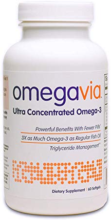 OmegaVia Ultra Concentrated Omega-3 Fish Oil. High Potency - 1105 mg Omega 3 per Pill. 3X More Omegas Than Regular Fish Oil. High EPA Formula with DHA and DPA. IFOS Certified. 60 Capsules.