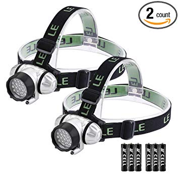 LE LED Headlamp, 4 Lighting Modes, Lightweight Headlight, Helmet Light for Outdoor, Camping, Running, Hiking, Reading and more, AAA Batteries Included