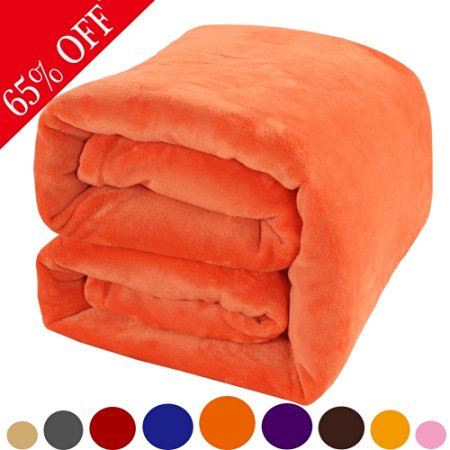 Shilucheng Super Luxury Fleece Blankets,Extra Soft and Warm Bed Blanket,Lightweight Fuzzy Couch Blanket and Easy Care Throw/Twin/Queen/King Size (Throw, Orange)