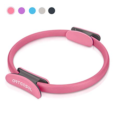 ARTEESOL Pilates Ring, Double Handle Exercise Yoga Ring 15 Inch/38cm Dual Grip Magic Exercise Circle for Fat Burnning in Black Purple Blue Pink Color