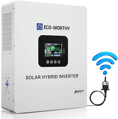 ECO-WORTHY 5000W Solar Hybrid Inverter Charger, Multiple Parallel Convert 48V DC to 120V-240V AC, Built in 80A MPPT Charge Controller, Work with Lead Acid/LiFePO4(Parallel Batteryless Grid Feedback)