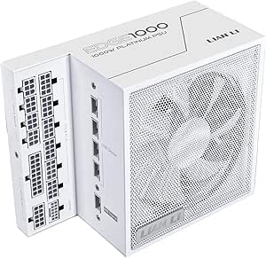 Lian Li Edge Series-1000W Full Modular Power Supply-80 PLUS Platinum-ATX 3.0, 3.1-PCIE 5.1-L-Shape Design for Dual Chamber Case-120mm FDB Fan-Supports up to 4X USB Devices-White (EG1000WE.US)