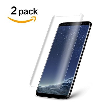 [2 PACK] Galaxy S8 Tempered Glass Screen Protector, DeFitch PREMIUM Strengthened Clear Anti-Bubble Scratch Proof for Samsung Galaxy S8 [Case Friendly][98% Half Cover]