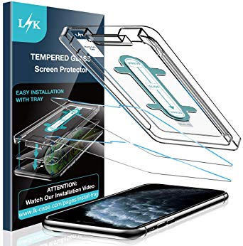 LK [3 Pack] Screen Protector for iPhone 11 Pro 5.8'' / iPhone X/iPhone Xs, [Installation Kit Included] Tempered Glass 9H Hardness, Lifetime Replacement Warranty