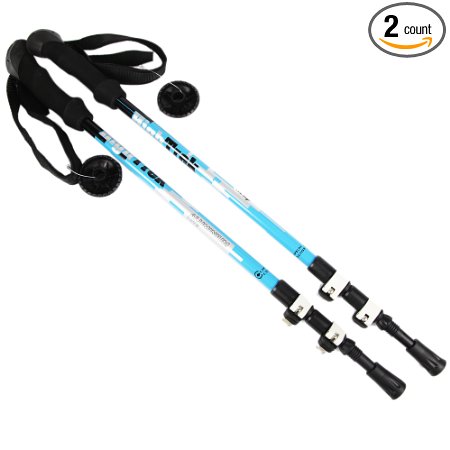 Sportsun Trekking Poles Walking Hiking Sticks for Travel Hiking Climbing- Durable Adjustable Anti-shock Set of 2 (Blue)