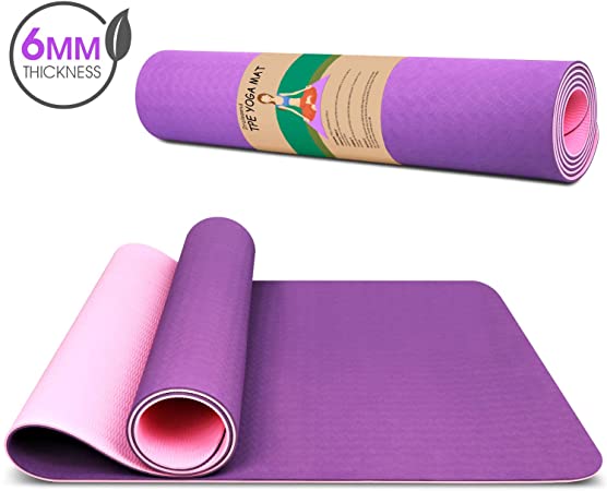 Dralegend Yoga Mat Exercise Fitness Mat - High Density Non-Slip Workout Ma for Yoga, Pilates & Exercises, Anti - Tear, Sweat - Proof, Classic 1/4 Inch