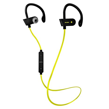 Bluetooth Headphones -Bchway V4.1 Wireless Earbuds 5 Hr Playtime Sport In-Ear Sweatproof Earphones with Mic Premium Bass Sound Headset Noise Cancelling for Gym Running Workout (Yellow)
