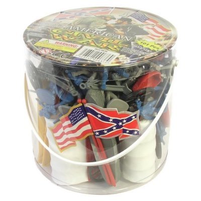 Civil War Soldier 102 Piece Playset: Bucket of 54mm Plastic Army Men and Accessories 1:32 Scale