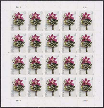 Contemporary Boutonniere Sheet of 20 Forever Postage Wedding Stamps Scott 5457