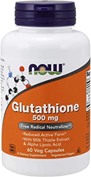 NOW Supplements, Glutathione 500 mg, With Milk Thistle Extract & Alpha Lipoic Acid, Free Radical Neutralizer*, 60 Veg Capsules