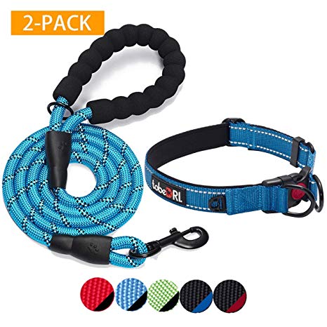 tobeDRI Comfortable Dog Collar Padded with Soft Neoprene Reflective and Adjustable Dog Collars for Large Medium Small Dogs (2 Pack)