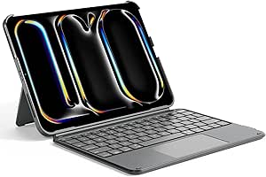 Inateck for iPad Pro 11 inch M4 2024 Case with Keyboard,Ultralight iPad Keyboard Case for iPad Pro 11 inch M4 2024,Detachable Keyboard with Touchpad, KB04122-11 Gray