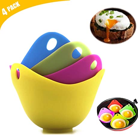 Egg Poacher Silicone Cups - Non-Stick Poached Eggs Cooker, Food Grade Silicone Poaching Pods for Microwave Stovetop, Egg Boiler Mold Bowl for Kitchen Cooking Cookware Baking Tools