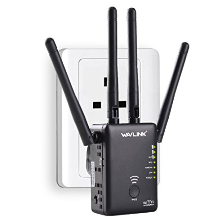 Wavlink AC1200 Dual Band 2.4GHz 300Mbps 5GHz 867Mbps Mini Wireless Router Wifi Range Extender with 4 External 3dBi Antennas Support Repeater and Access Point Modes - Black