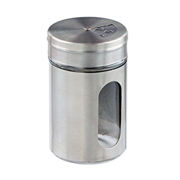 Stainless Steel-Over-Glass Spice Jar with 3-Size Shaker Top - Spices, Herbs, Seasonings