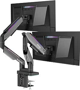 MSI MPG MT201DR - Premium RGB Dual Monitor Stand Arms, 17-35" Support, VESA Compatible, Adjustable Heavy Duty Gas Spring Mount, 44 lbs per Screen Capacity, Clamp & Grommet, Quick Release Plate - Gray