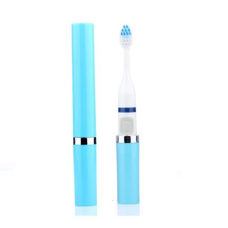 Sunsmiler "Mouthguard" Slim Portable Travel Electric Sonic Toothbrush with 3 Power Brush Heads for Adults and Children (Blue)