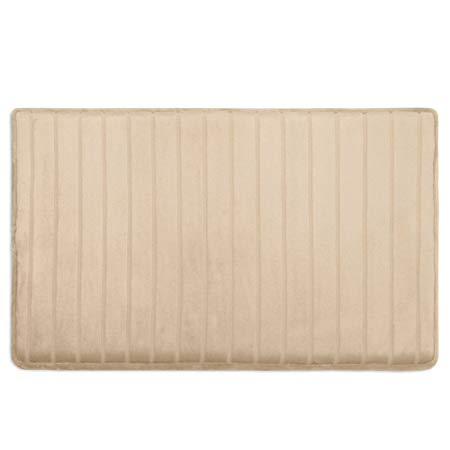 Magnificent Memory Foam Skid-Resistant Base Bath Mat, Soft Micro Plush, Odor Control 17-Inch x 24-Inch in Canvas