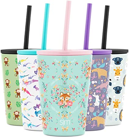 Simple Modern Kids Cup 12oz Classic Tumbler with Lid and Silicone Straw - Vacuum Insulated Stainless Steel for Toddlers Girls Boys Fox and the Flower