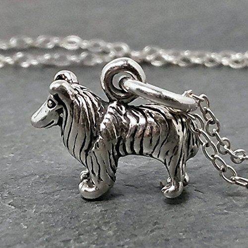 Tiny Collie Necklace - 925 Sterling Silver