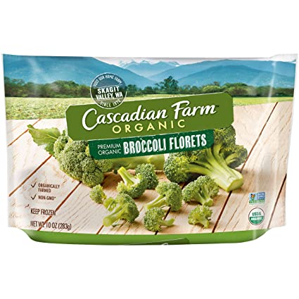 Cascadian Farm Organic Broccoli Florets, 10oz Bag (Frozen), Organically Farmed Frozen Vegetables, Non-GMO