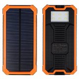 Bienna 30000mAh Solar Chargers External Battery Pack and Solar Power BankDual USB Port Portable Charger With LED Flash LightSolar Battery Pack for for Cell PhoneTabletiSmart TechnologyOrange
