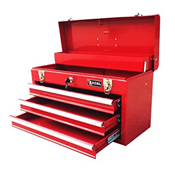 Excel TB133-Red 20-Inch Portable Steel Tool Box, Red