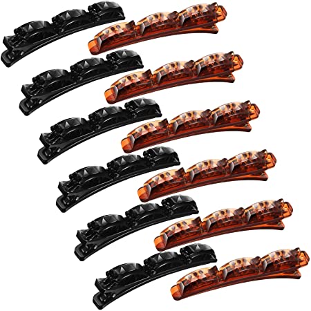 12 Pieces Double Layer Twist Plait Clip Hair Tools, Multi-Layer Hollow Woven Hair Clips Double Bangs Hairstyle Hairpin, Headband with Alligator Clip Korean Style, Black and Brown