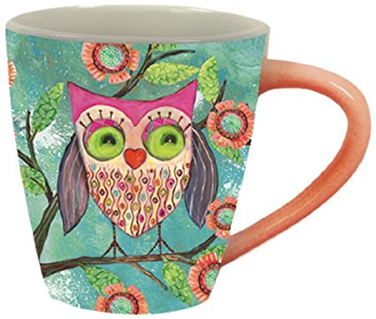 LANG - 17 oz Ceramic Cafe Mug  - "Happy Owl" - Artwork by Wendy Bentley